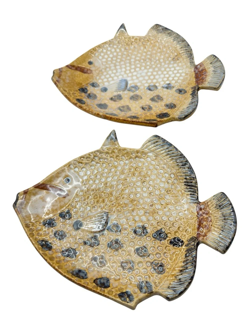 Vintage Ceramic Tropical Fish Dishes Set of 2 Coastal Beach Decor 10” x 8”
